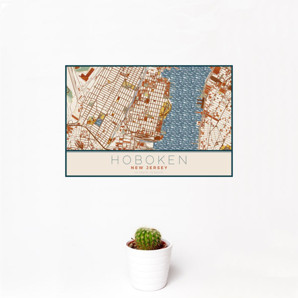 Hoboken - New Jersey Map Print in Woodblock