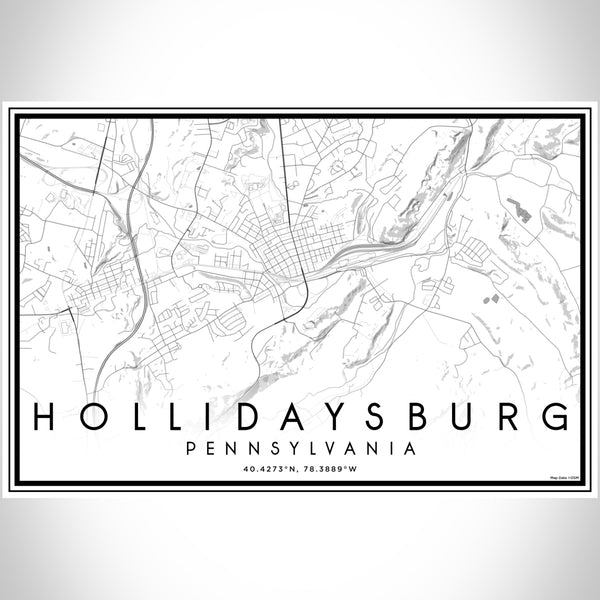 Hollidaysburg Pennsylvania Map Print Landscape Orientation in Classic Style With Shaded Background