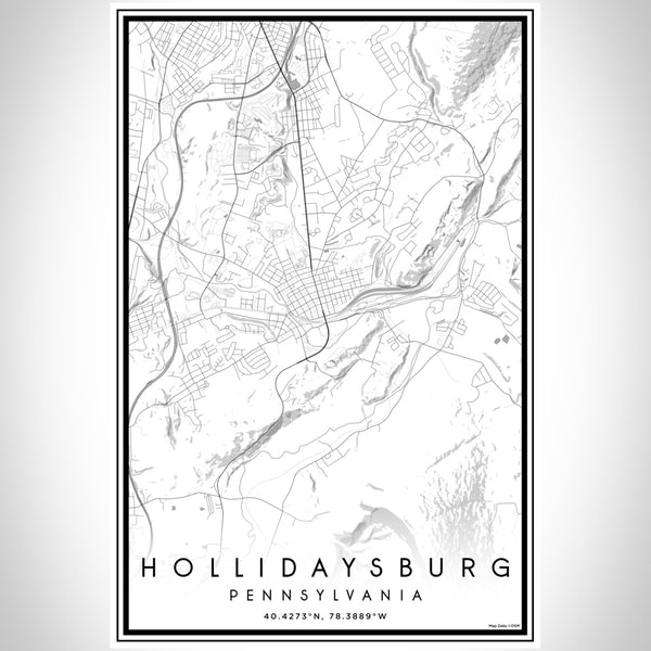 Hollidaysburg Pennsylvania Map Print Portrait Orientation in Classic Style With Shaded Background