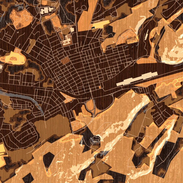 Hollidaysburg Pennsylvania Map Print in Ember Style Zoomed In Close Up Showing Details