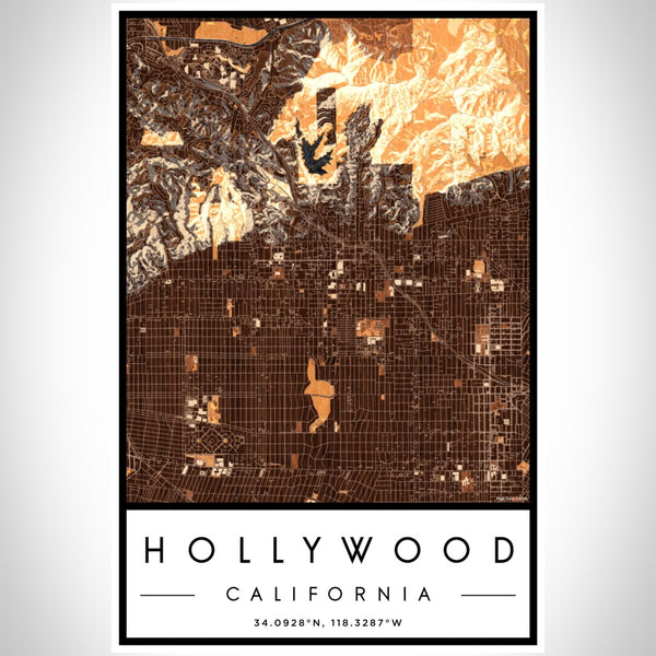 Hollywood - California Map Print in Ember