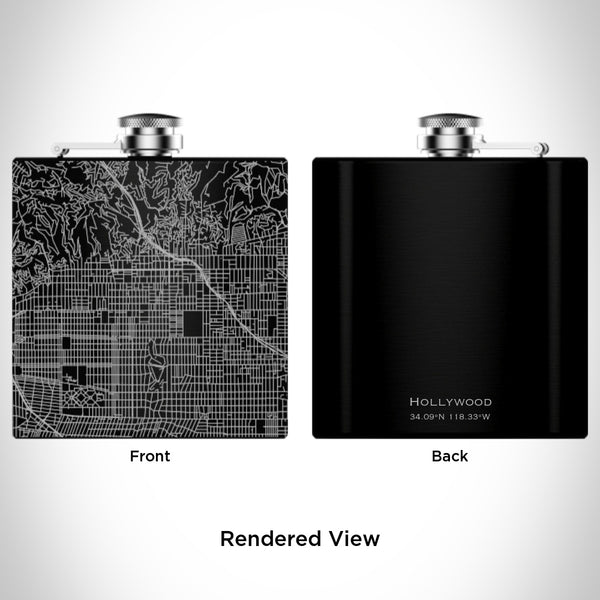Hollywood - California Map Hip Flask in Matte Black