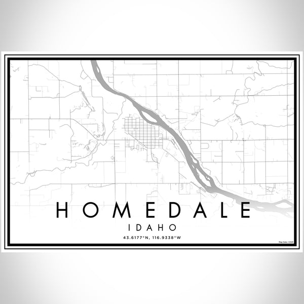 Homedale Idaho Map Print Landscape Orientation in Classic Style With Shaded Background