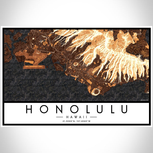 Honolulu - Hawaii Map Print in Ember