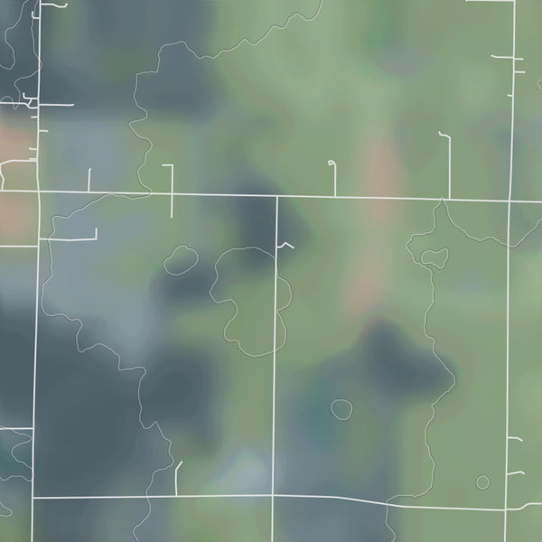 Hoosier Hill Indiana Map Print in Afternoon Style Zoomed In Close Up Showing Details