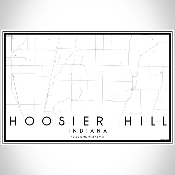 Hoosier Hill Indiana Map Print Landscape Orientation in Classic Style With Shaded Background