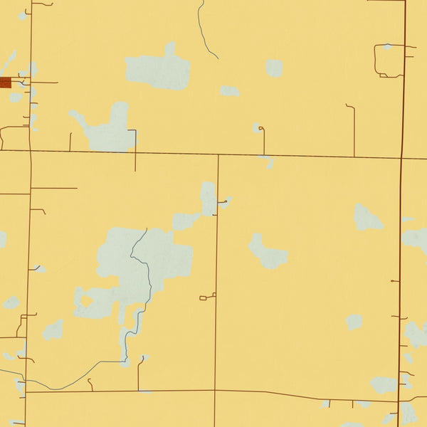 Hoosier Hill Indiana Map Print in Woodblock Style Zoomed In Close Up Showing Details