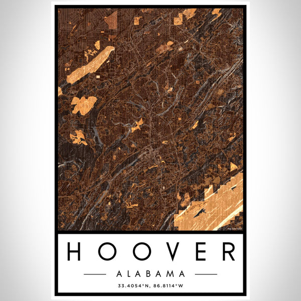 Hoover - Alabama Map Print in Ember