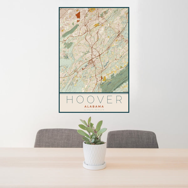 Hoover - Alabama Map Print in Woodblock