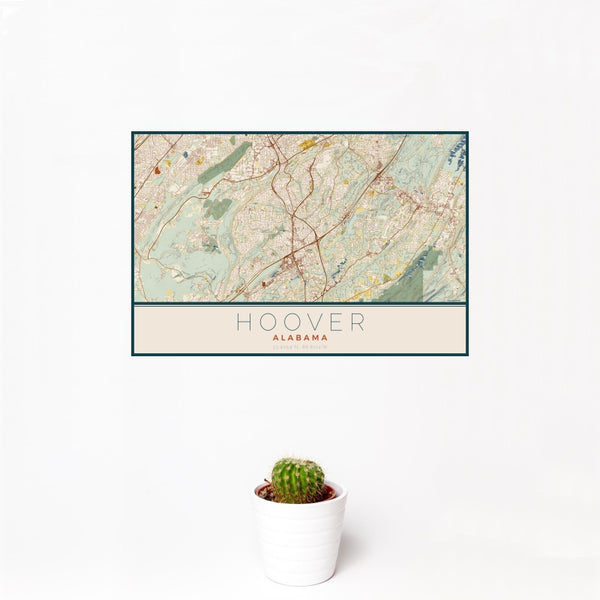 Hoover - Alabama Map Print in Woodblock