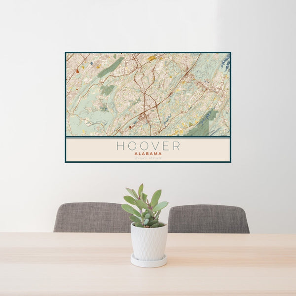 Hoover - Alabama Map Print in Woodblock