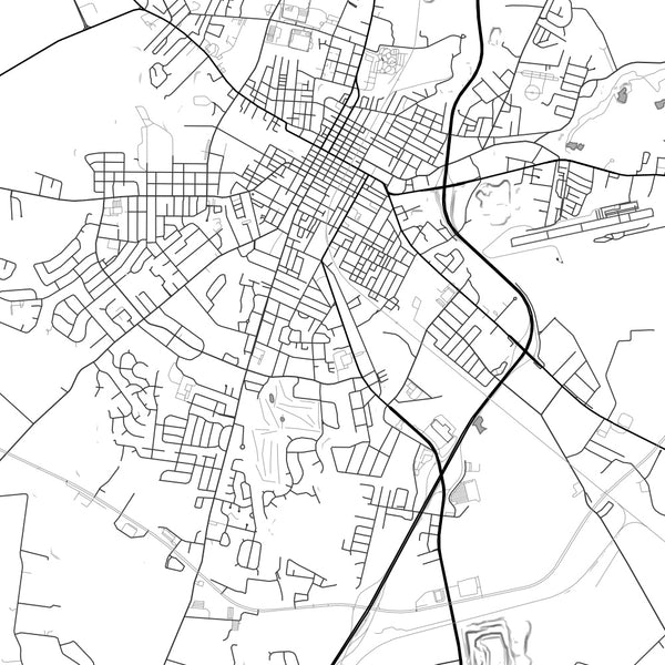 Hopkinsville Kentucky Map Print in Classic Style Zoomed In Close Up Showing Details
