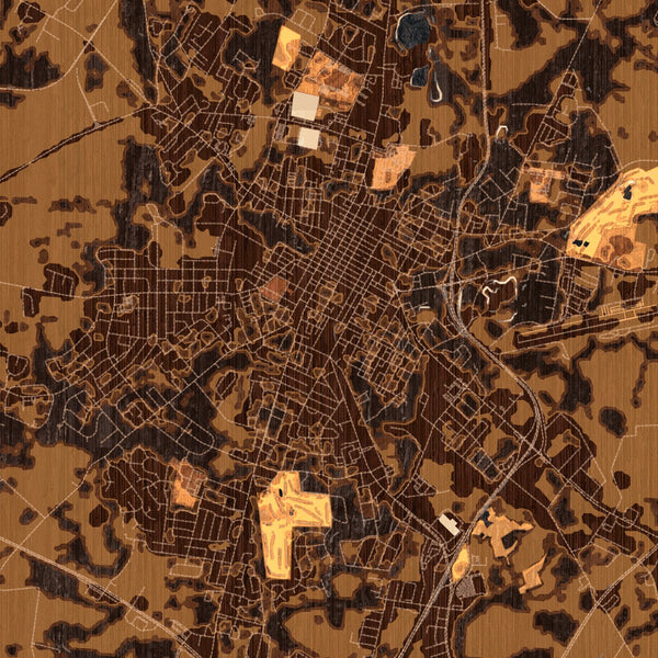 Hopkinsville Kentucky Map Print in Ember Style Zoomed In Close Up Showing Details