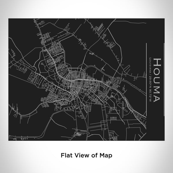 Rendered View of Houma Louisiana Map Engraving on 20oz Stainless Steel Insulated Bottle with Bamboo Top in Black