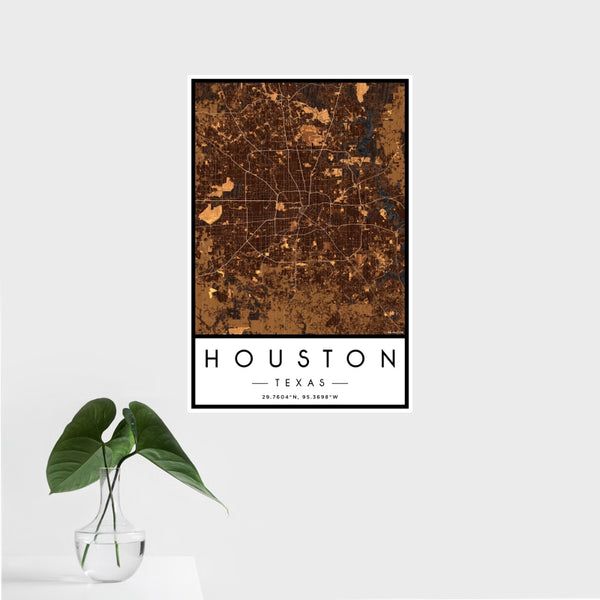 Houston - Texas Map Print in Ember