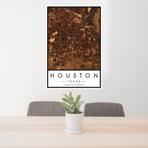 Houston - Texas Map Print in Ember