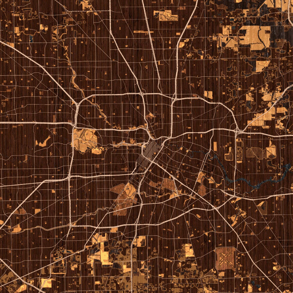Houston - Texas Map Print in Ember