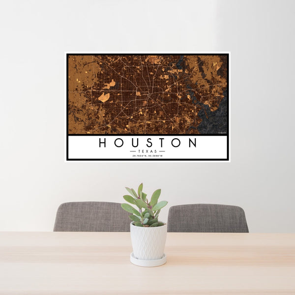 Houston - Texas Map Print in Ember