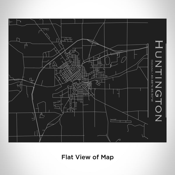 Rendered View of Huntington Indiana Map Engraving on 20oz Stainless Steel Insulated Bottle with Bamboo Top in Black