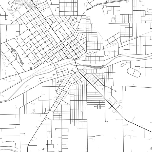 Huntington Indiana Map Print in Classic Style Zoomed In Close Up Showing Details
