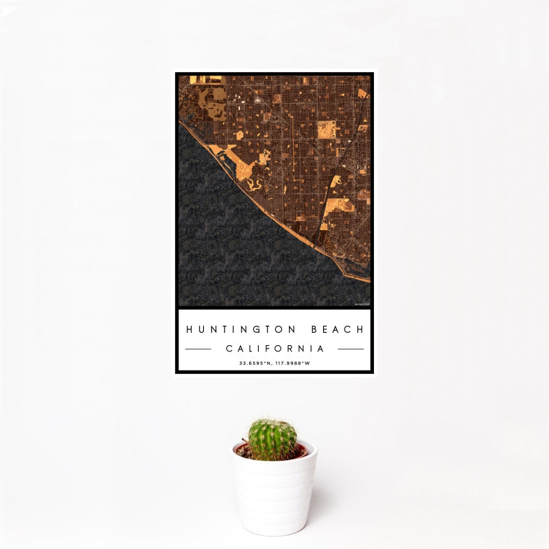 Huntington Beach - California Map Print in Ember
