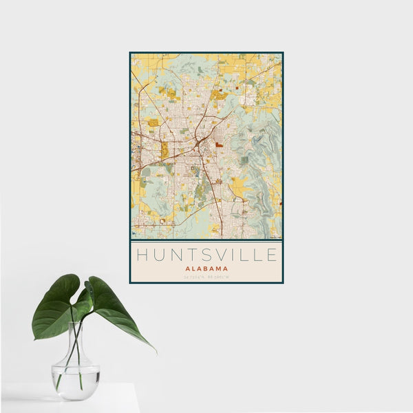 Huntsville - Alabama Map Print in Woodblock