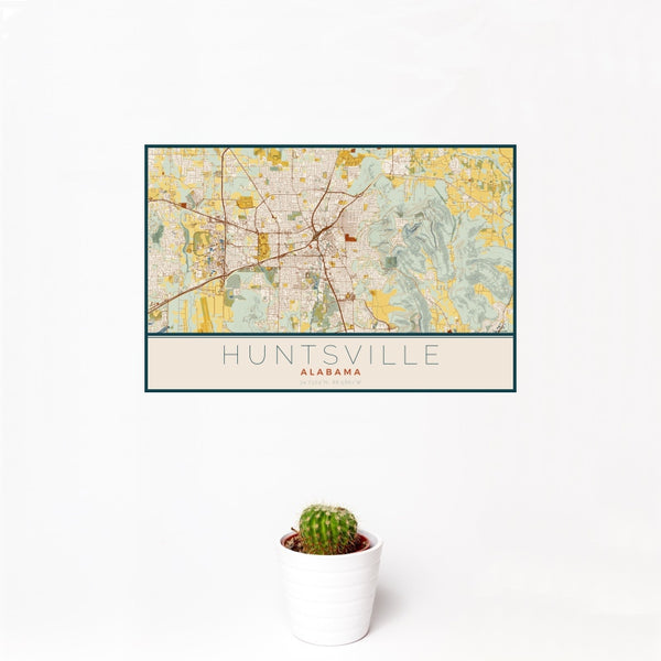 Huntsville - Alabama Map Print in Woodblock