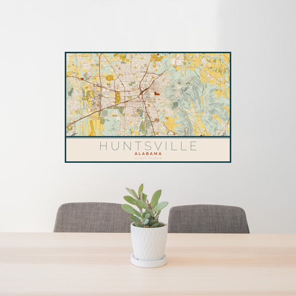 Huntsville - Alabama Map Print in Woodblock