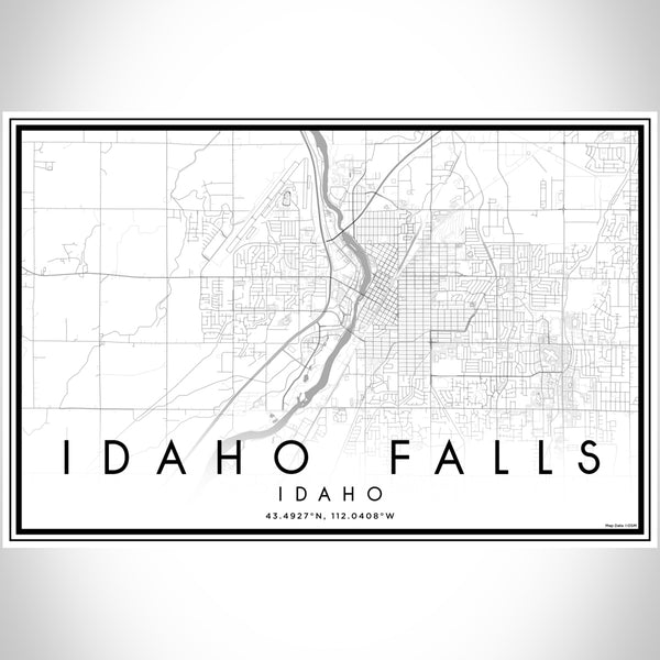 Idaho Falls Idaho Map Print Landscape Orientation in Classic Style With Shaded Background