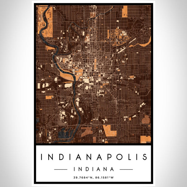 Indianapolis - Indiana Map Print in Ember