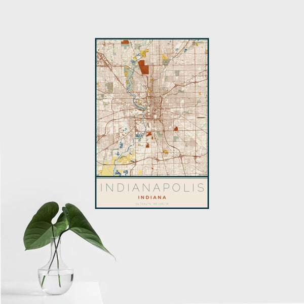 Indianapolis - Indiana Map Print in Woodblock