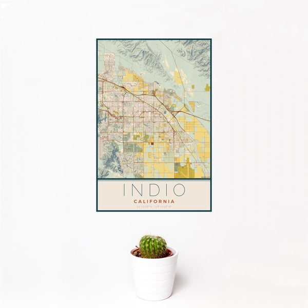 Indio - California Map Print in Woodblock