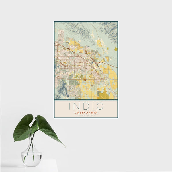 Indio - California Map Print in Woodblock