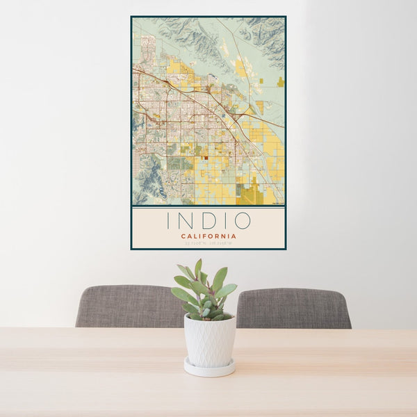Indio - California Map Print in Woodblock