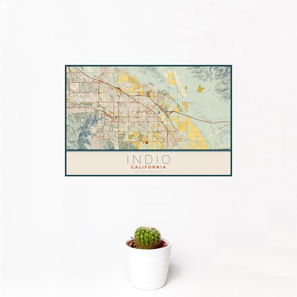 Indio - California Map Print in Woodblock