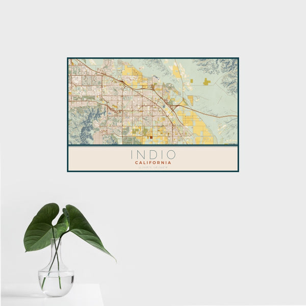 Indio - California Map Print in Woodblock