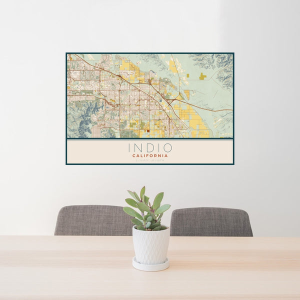 Indio - California Map Print in Woodblock