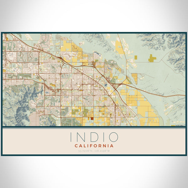 Indio - California Map Print in Woodblock