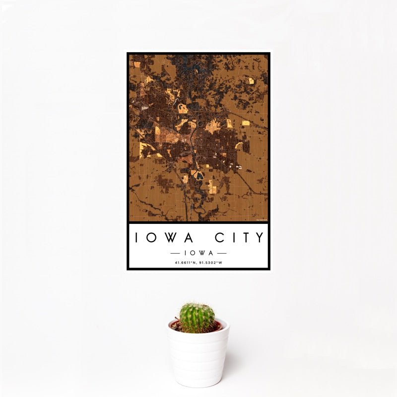 Iowa City - Iowa Map Print in Ember