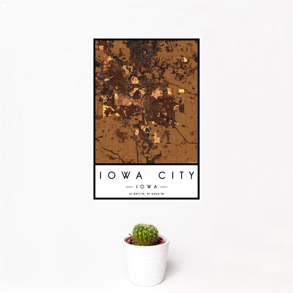 Iowa City - Iowa Map Print in Ember