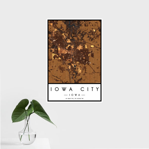 Iowa City - Iowa Map Print in Ember