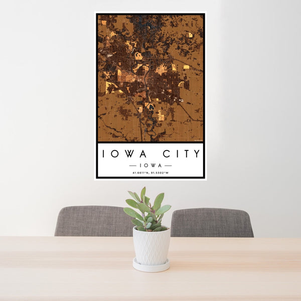 Iowa City - Iowa Map Print in Ember