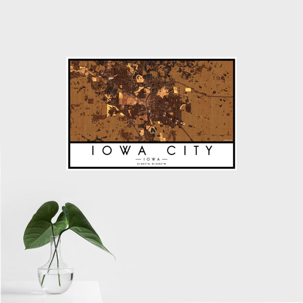Iowa City - Iowa Map Print in Ember