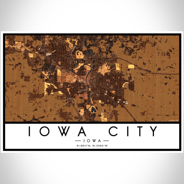 Iowa City - Iowa Map Print in Ember