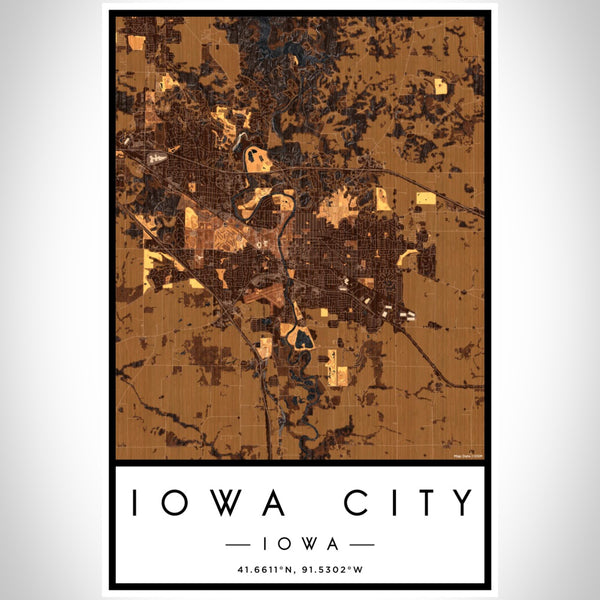 Iowa City - Iowa Map Print in Ember
