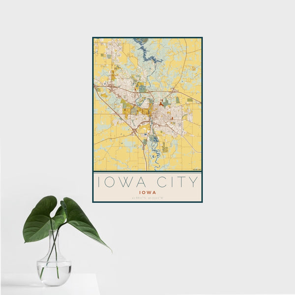 Iowa City - Iowa Map Print in Woodblock