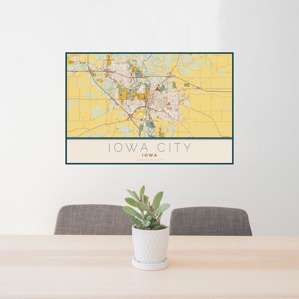 Iowa City - Iowa Map Print in Woodblock