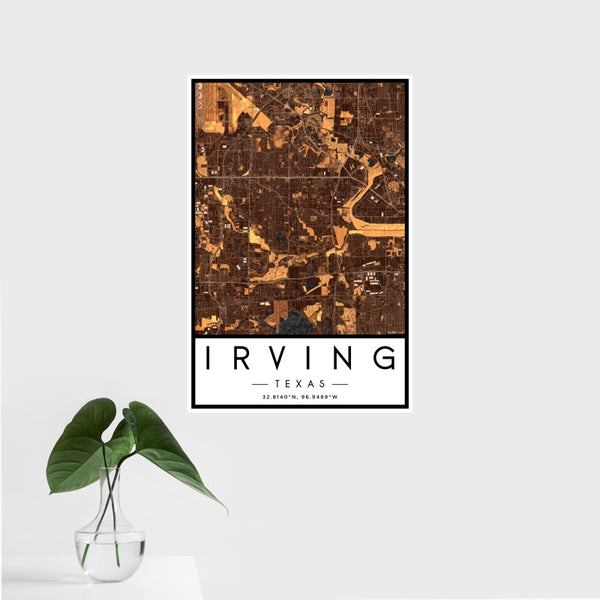 Irving - Texas Map Print in Ember