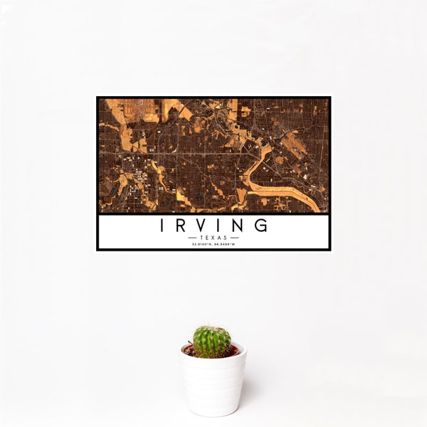 Irving - Texas Map Print in Ember