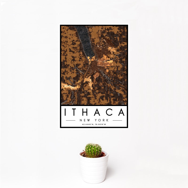 Ithaca - New York Map Print in Ember
